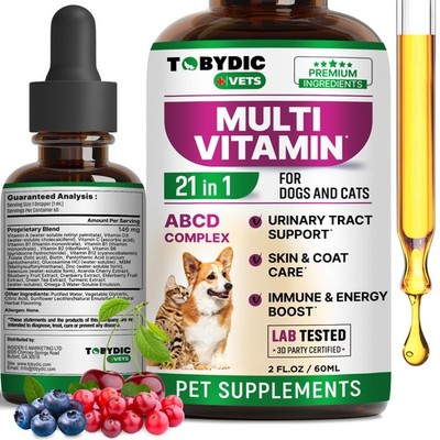 TOBYDIC Cat  Dog Multivitamin 21 in 1 Pet Supplements with Cranberry  Glucosa...