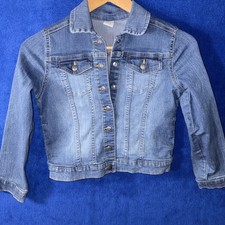 Girls Crazy 8 Denim Blue Jean Button Down Jacket Sz 7/8 EUC