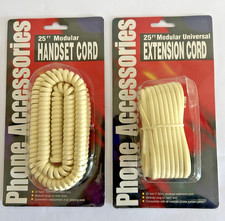 Phone Extension Cord  Handset Cord 25 ft Modular Plugs Both Ends NEW OLD STOCK