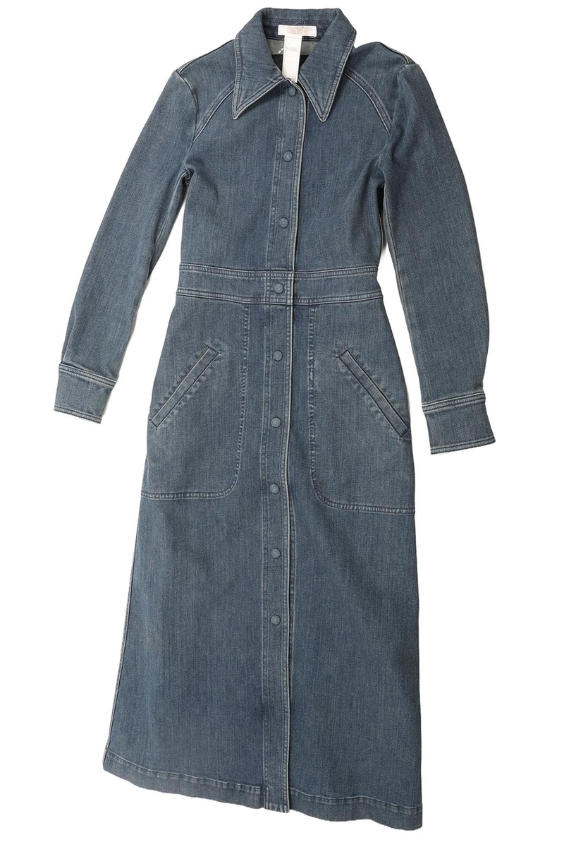 knee length dresses for ladies Rare London Women's Dark Denim Maxi Dress main image 0