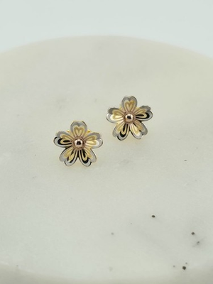 #ad #ad 22K Dubai Gold Two Tone Flower Earrings for Women Girls $450.00