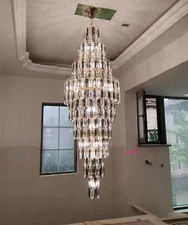 Top Luxury LED Crystal Chandelier Lighting Room Lobby staircase Light Villa Fixt