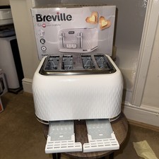 Breville Curve 4 Slice Toaster with High Lift & Wide Slots | White & Chrome 