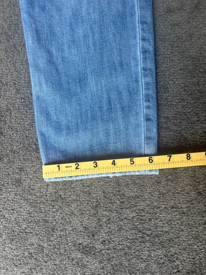 Jeans feminino LC Lauren Conrad tamanho 14 azul denim algodão lavagem média perna reta - Imagem 3 de 4
