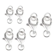 6 Pcs 925 Sterling Silver Lobster Claws Clasps 8mm, 9mm, 11mm 2 each