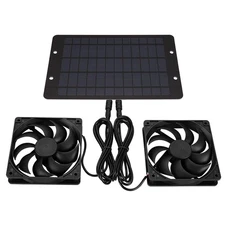 .Solar Powered Exhaust Fan Kit 10W 12V Solar Panel Dual Fan Kit For Greenhouse