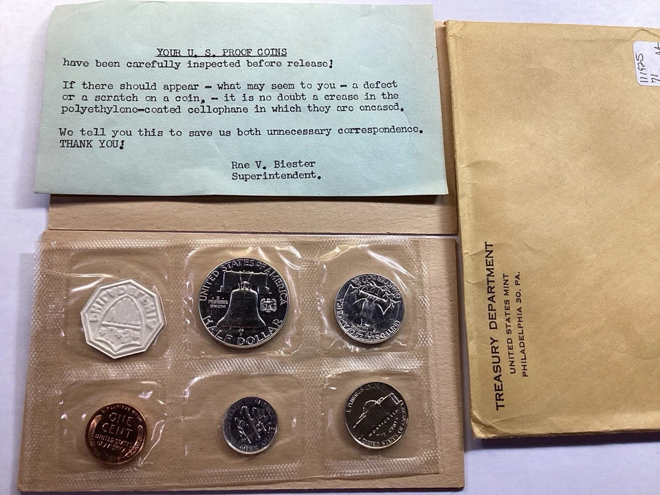 1957 US Mint Silver Proof Set with 5 Coins in Flat Pack OGP 111925 71aa - Image 4 of 4