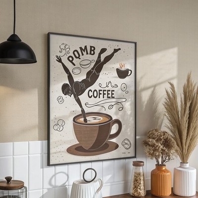 Coffee Club moderne afrozentrische Wanddeko für Liebhaber Latte Poster Cafe Vibes Per