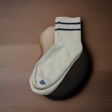 Vintage Socks 9-11 Men's Crew Striped 1980's 90's NOS USA Made White Navy Blue