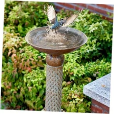 35.4" H×12.2" W Metal Bird Baths for Outdoors,Cylindrical Base Bird 