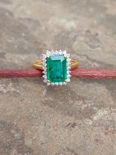 3Ct Real Emerald Natural Emerald  Diamond 14k Two Tone Gold Bridal Wedding Ring