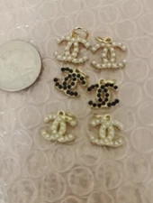 6 Pc Set Chanel  Zipper Pull Button Charm Pendant 18 mm 