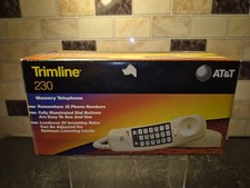 AT T Trimline 230 Corded White Phone In Box W/Manual Missing Cradle Untested