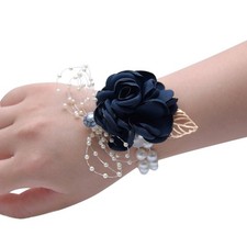 Satin Rose Wedding Bridal Corsage Bridesmaid Wrist Flower Corsage Flowers Pea...