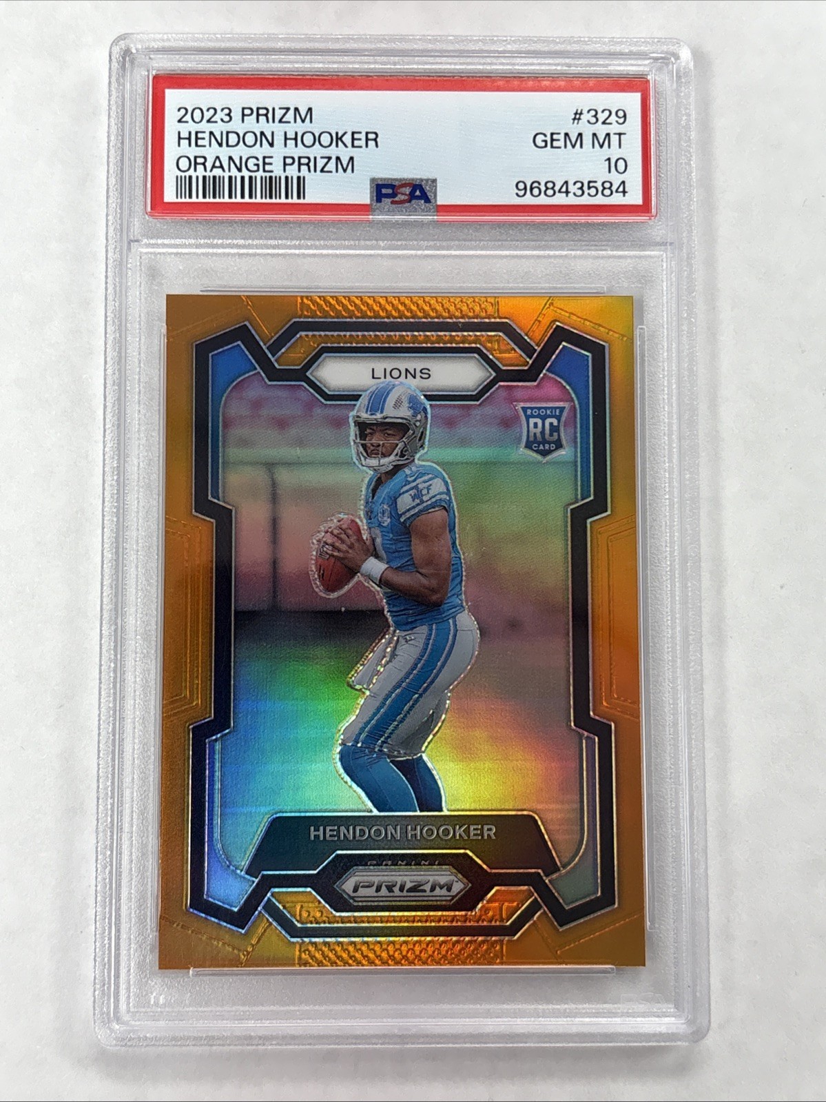 2023 Panini Prizm Hendon Hooker Rookie Orange /249 PSA 10 GEM MT RC #329 Lions