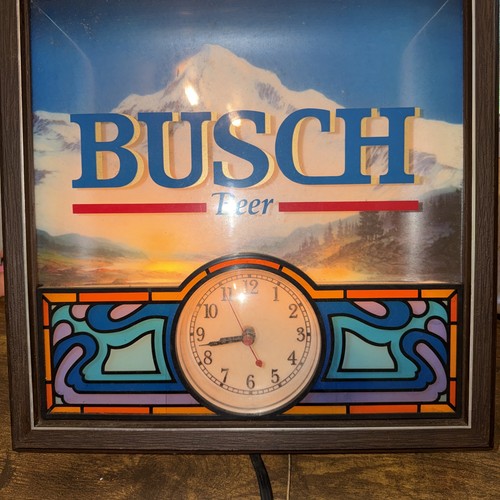 Busch Beer Breweriana Framed Wall Clock Sign