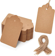 100Pcs Gift Tags with String Attached, 1.7 X 2.8 Inch Kraft Paper Hang Tags for