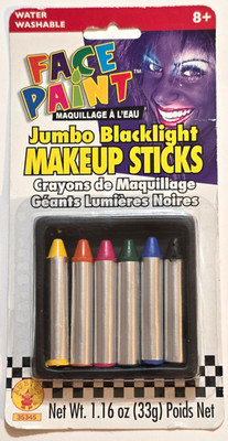 FACE PAINT Jumbo BLACKLIGHT MAKEUP STICKS - Bright Colors - 6pcs
