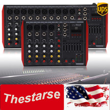 6 Channel Audio Mixer Bluetooth USB DJ Sound Board Mixing Console Live Studio