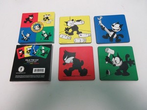 Felix The Cat 4" Gloss Coasters 4 piece Set Red Yellow Blue Green Dark Horse