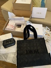 DIOR GWP BLACK MESH combo large tote bag plus cosmetic pouch ( 2 pieces set )