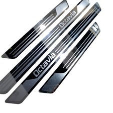 4Pcs Skoda OCTAVIA Metal Door Sill Scuff Stainless Steel Protector