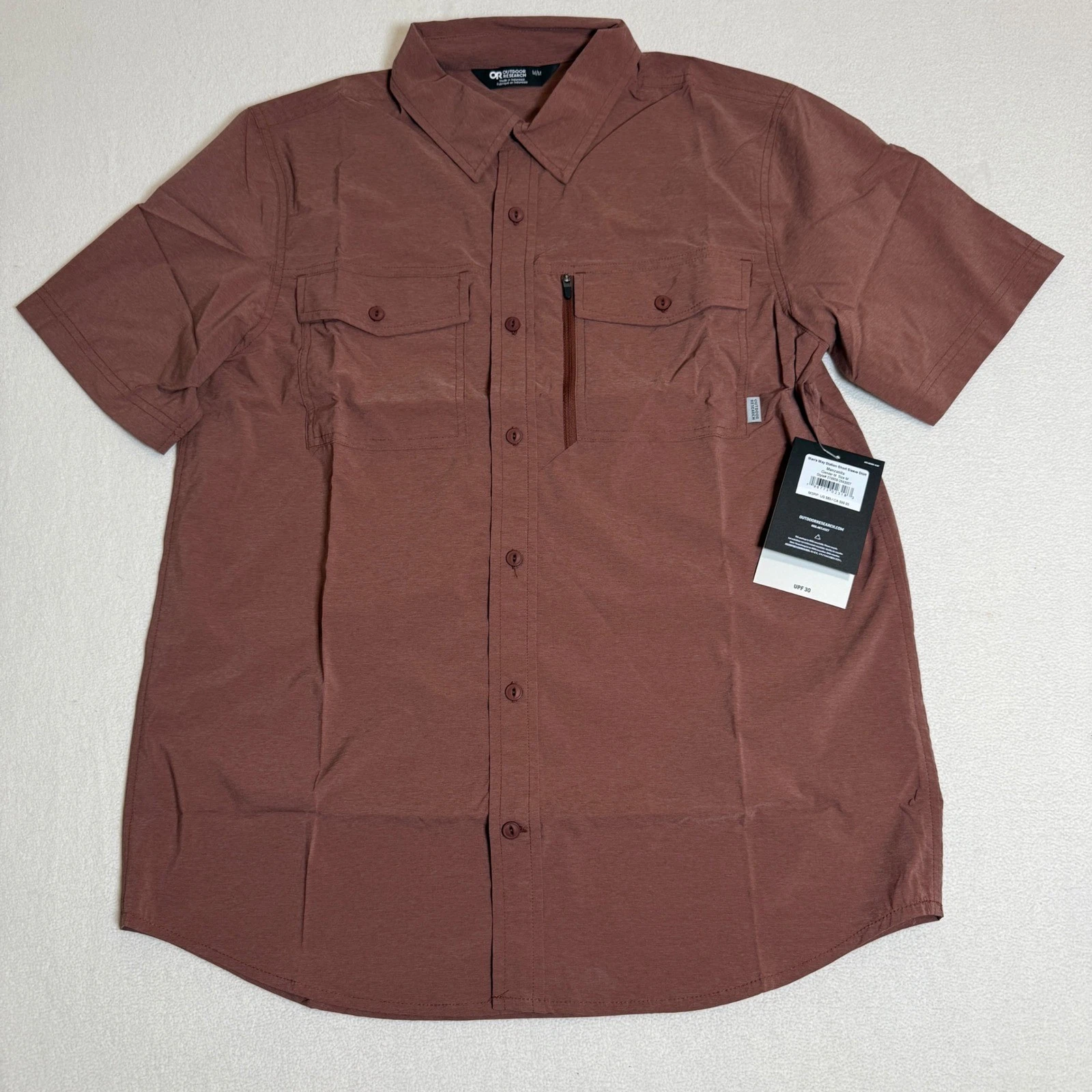 Outdoor Research Way Station Shirt Mens M Medium Short Sleeve Manzanita