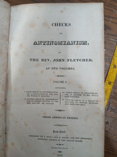 1819 JOHN FLETCHER Check to Antinomianism Vol 1 & 2 Antique Leather 2 Books - Picture 3 of 10