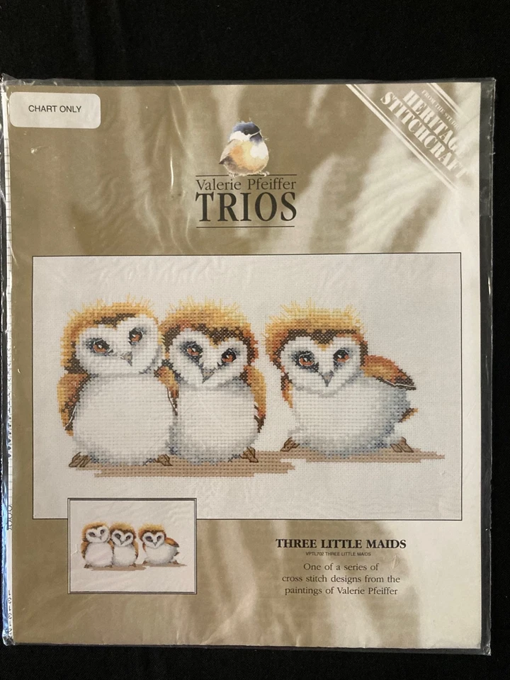 Cross Stitch Pattern Assortment, Lot of 3 - CATS, BIRDS, and a DRAGON! - Image 3 of 4