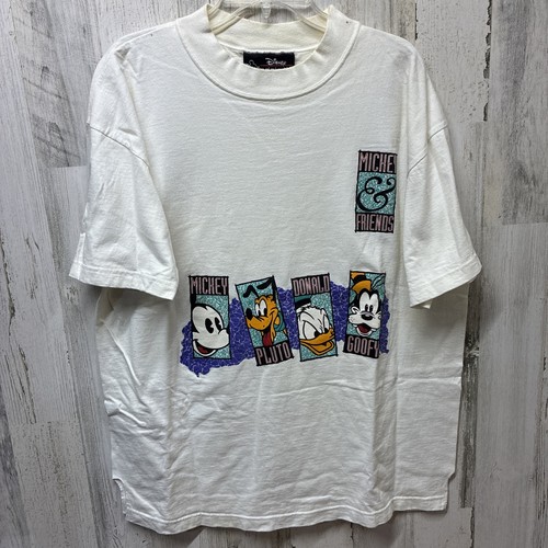 Vtg 90s Disney Mickey & Friends ,Goofy, Donld Duck Pluto White L/XL USA