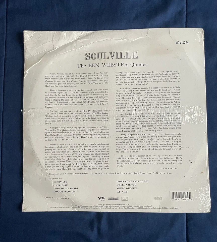 Ben Webster Vinyl - Soulville Limited Edition Numbered - New Sealed - Image 2 of 3