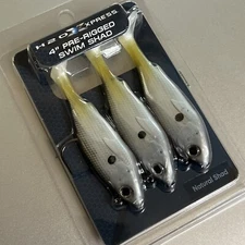 H20 Xpress 4" Pre-Rigged Swim Shad Natural Shad Swim Shad Swim Rigged Bait Pack