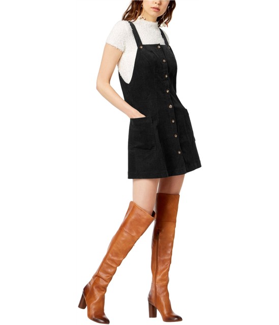 black corduroy overall dress