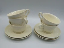 VTG Wedgwood Etruria Barlaston Patrician Ivory - Lot of 6 Teacups & Saucers E269