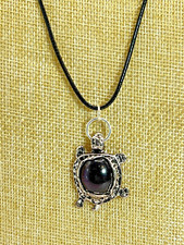 Silver Plated Purple Turtle Pendant on 20" necklace