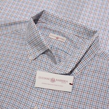 Luciano Barbera NWT Casual Button Down Shirt Size 3XL in Blue/White/Multi Cotton