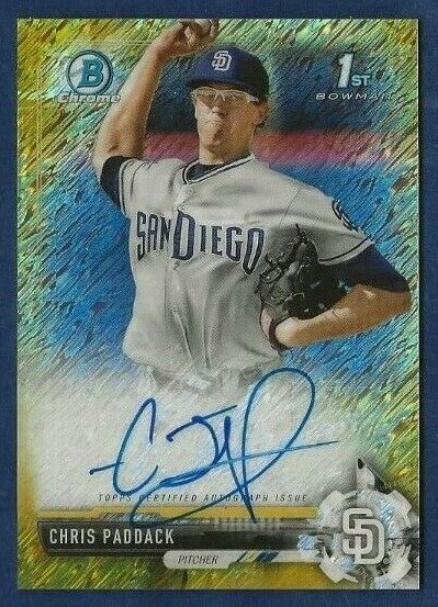 Chris Paddack 2017 Bowman Chrome Auto Gold Rookie Serial #d/50 San Diego Padres