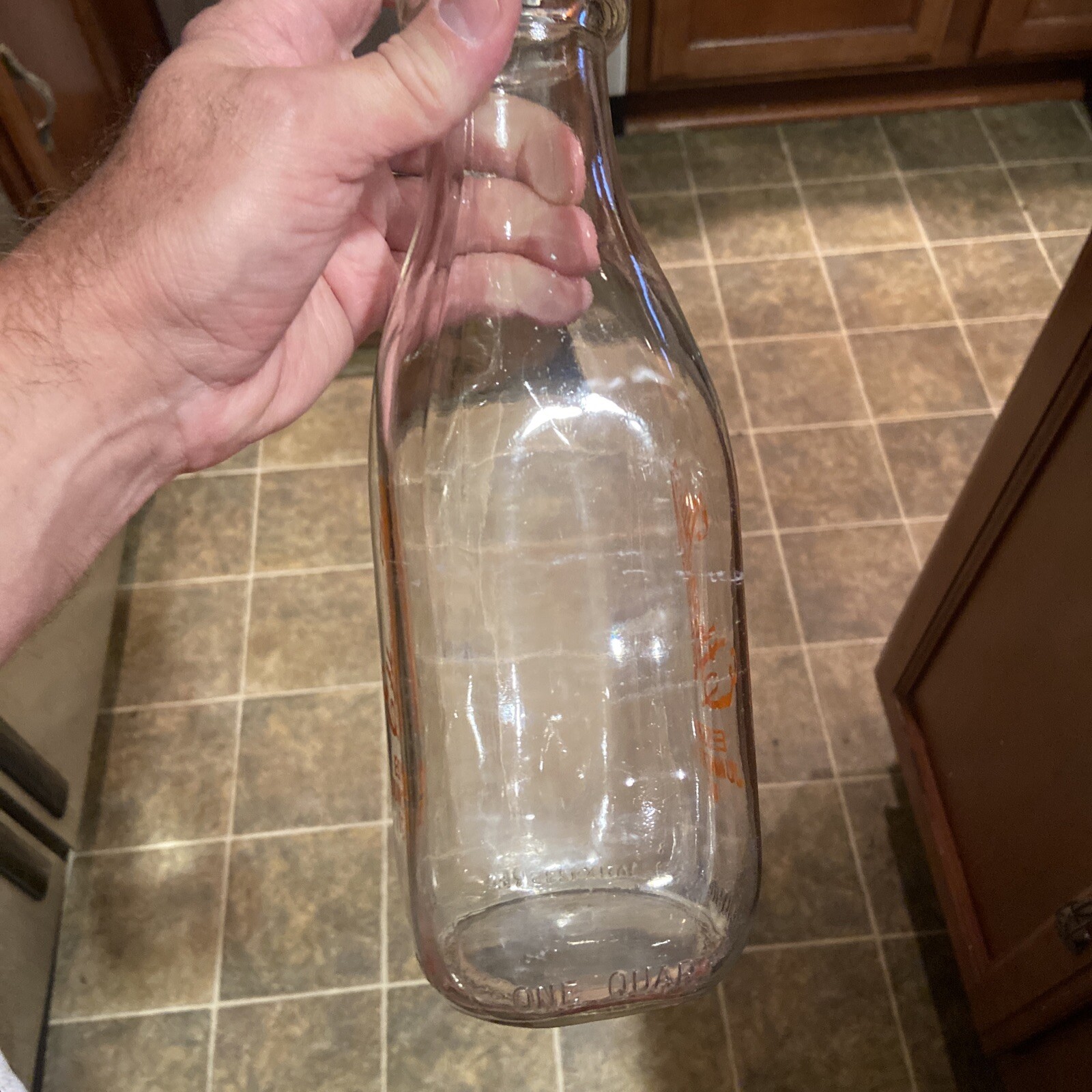 Rare Ethan Allen Creamery ACL Quart Milk Bottle Essex Junction Vermont