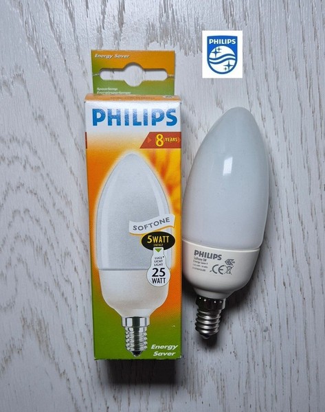 Philips E14 5W Matt Kerze Lampe Energiesparlampe Softone Opal Kein Led 180Lm B38-image