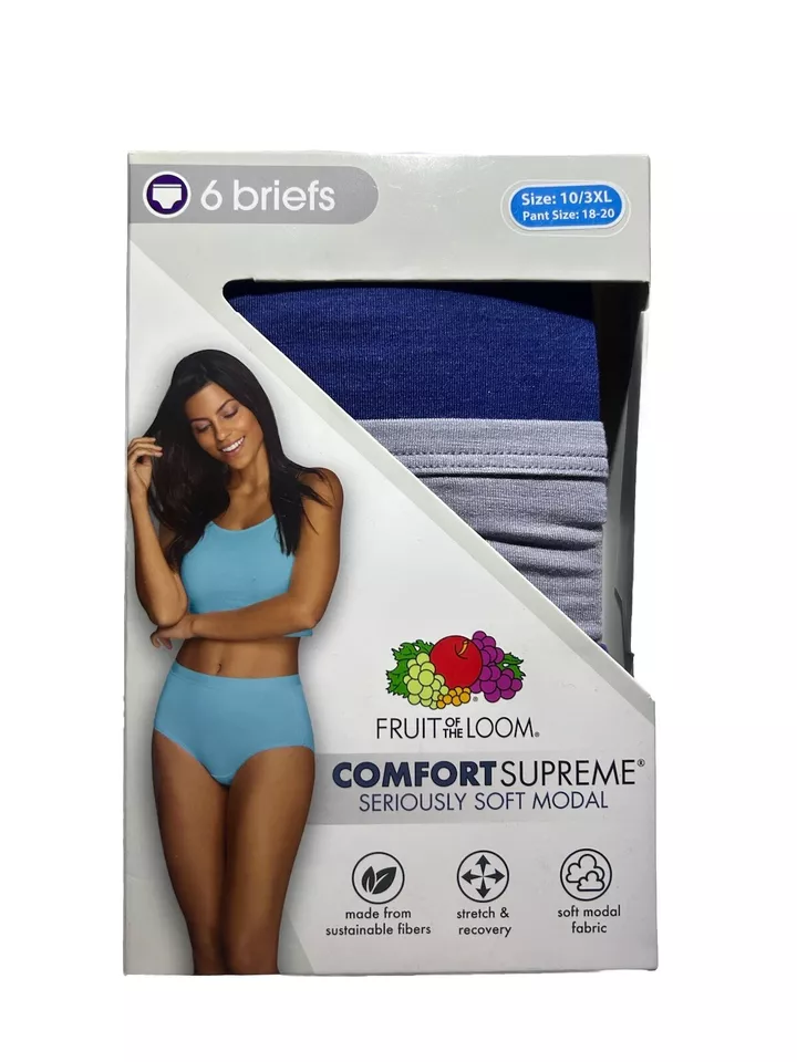 Nuevo paquete de 6 calzoncillos Fruit of The Loom Comfort Supreme para mujer tallas M, L, XL, 3XL Foto 3 de 4