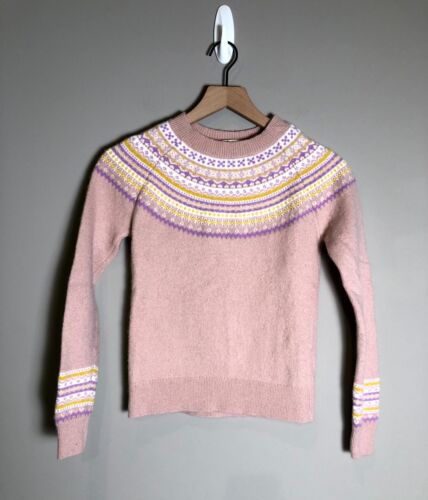Boden Womens Pink Lilac Fairisle Aberdeen Milkshake Jacquard Sweater Size XS