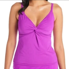Bleu Rod Beattie Tankini Top Lets Get Twisted Underwire Purple 12D