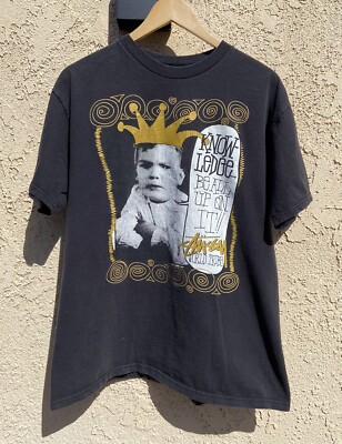 Vintage 90s Stussy “Knowledge be all up on it!!” T-Shirt Sz Vintage 90s Stussy “Knowledge be all up on it!!” T-Shirt Sz