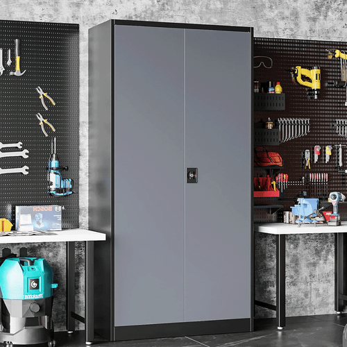 71 inch Metal Storage Cabinet 900lbs Load Garage Cabinet w/5 Adjustable Shelves - Picture 7 of 8