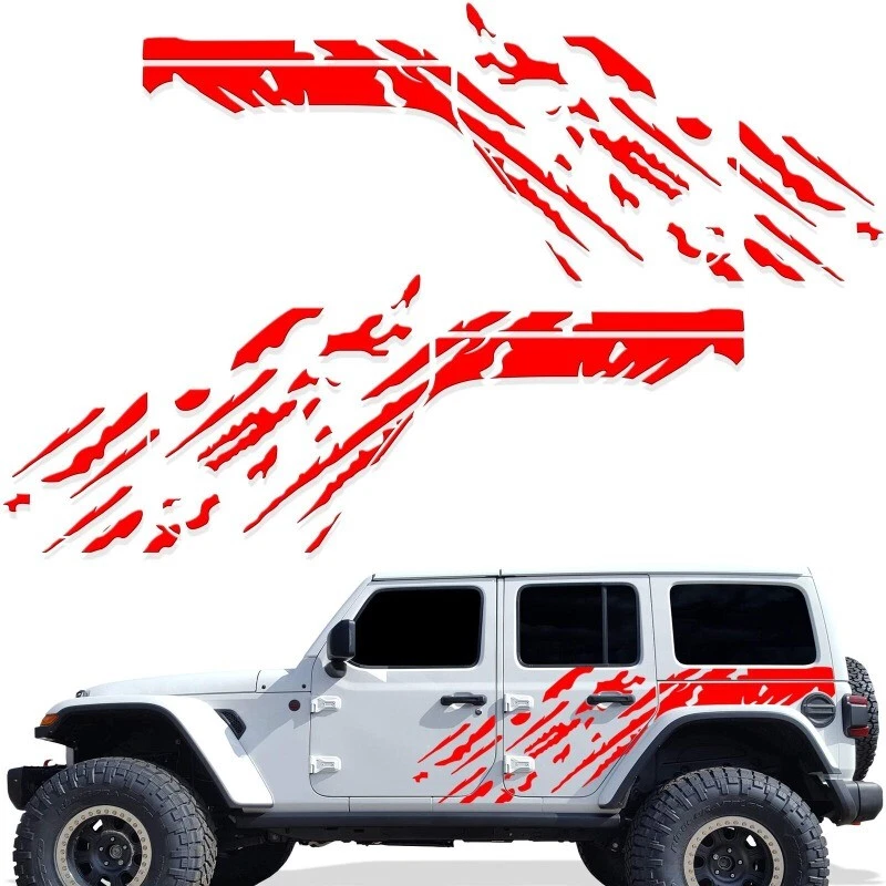 Car Stickers For Jeep Wrangler JL 4 Door Vinyl Decals Graphic Mud Splash Stripe  - Image 2 of 4