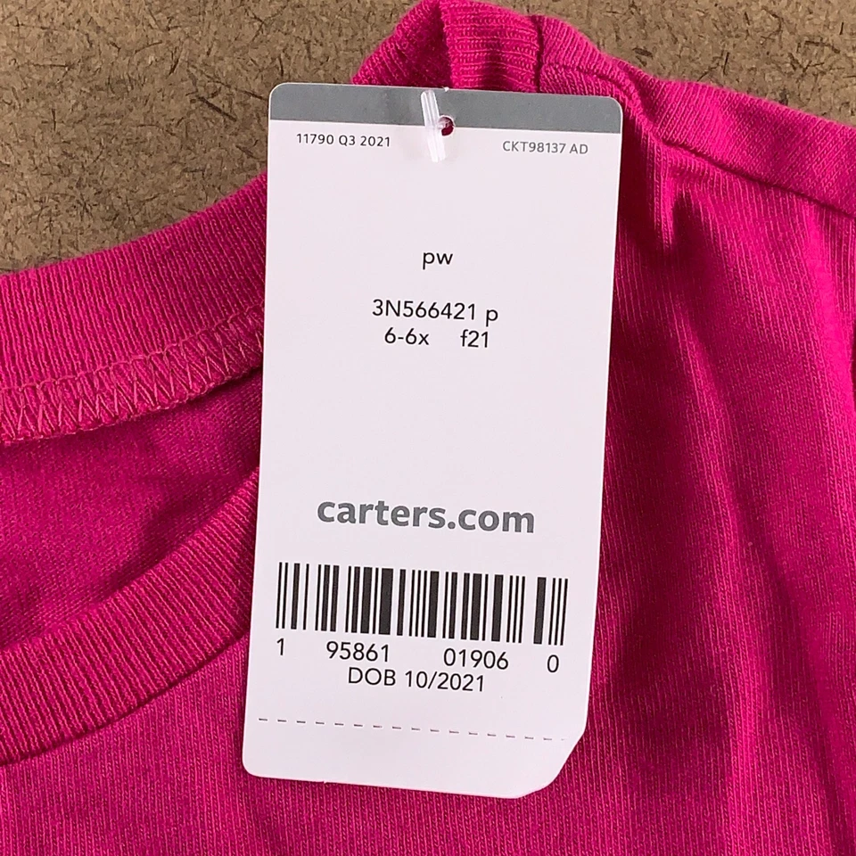 Camisetas Carter's Niñas Talla 6/6X Rosa Crecer Juntas Floral Tejido Acanalado Manga Larga Nuevas con Etiquetas Foto 4 de 4