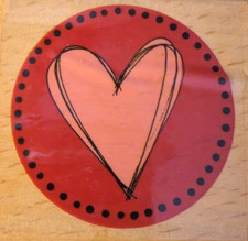 Heart in Dotted Circle Rubber Stamp