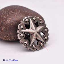 10pcs 35mm Antique Silver Western Ranger Star Leathercraft Belt Concho Screwback