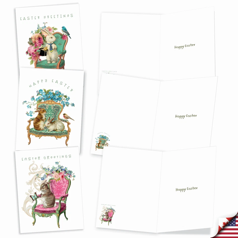 20 Easter Cards (10 Designs, 2 Each) - Blooms and Bunnies AM3513EAG-B2x10 - Image 3 of 4