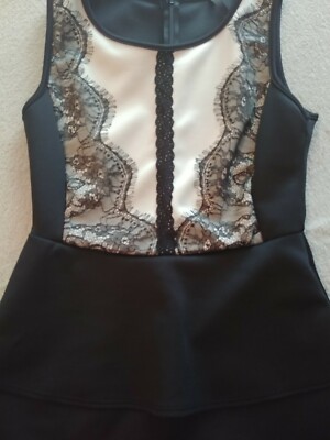 juniors peplum dress Junior's Black And White Peplum Sleeveless Mini Dress Size M